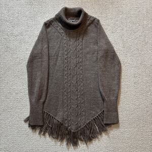 Classic Alpaca Women’s 100% Alpaca Turtleneck Sweater Cardigan Sz Large Brown